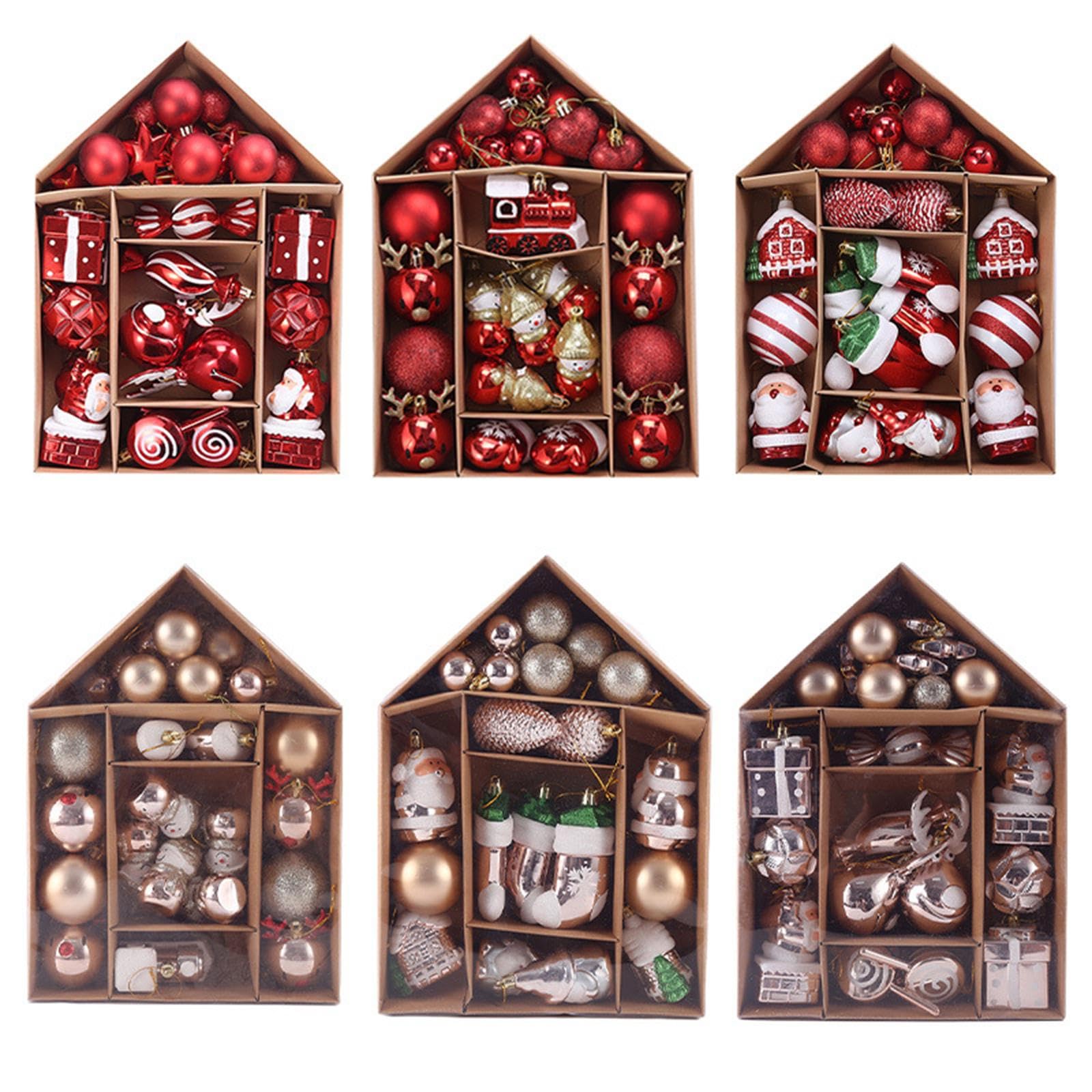 Oshhni Weihnachtskugeln, Ornamente, Weihnachtsbaumdekoration, Anhänger, Weihnachtskugeln, große Menge für Partygeschenke, Festliche Winterfeiertage auf der, Rotes Schneemann-Set