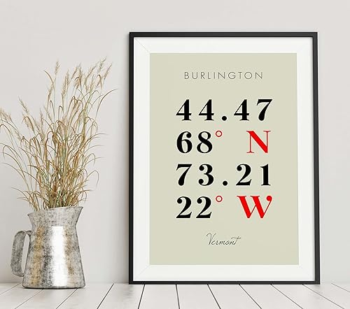 Miniatura 6 de Mapa de Burlington, Vermont, Coordenadas Multilíneas de Colores (12x16)