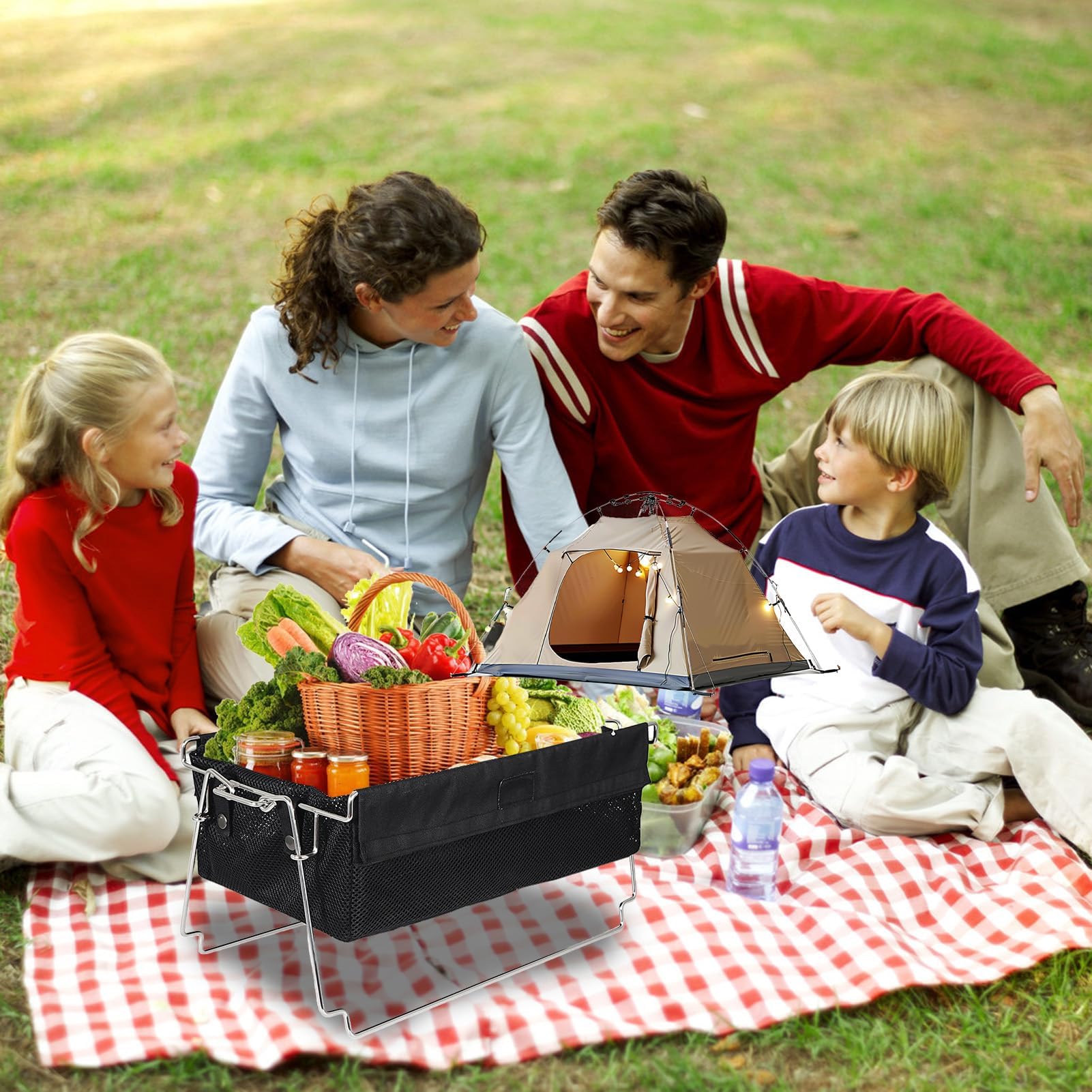 Tragbare, faltbare Aufbewahrungskörbe, Campingtischtasche, idealer Behälter für Picknicks im Freien, Campingausrüstung, Reiseutensilien und Zuhause