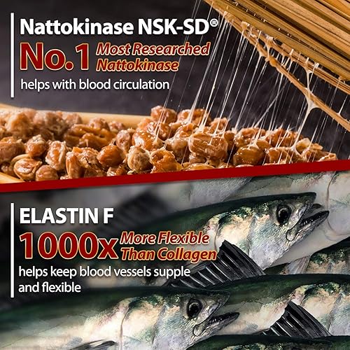 Miniatura 2 de LABO Nutrition VesseCLEAR EX + NeuroREGAIN Nattokinasa NSK-SD, Elastina F para vasos sanguíneos limpios y flexibles, soporte cardiovascular y de