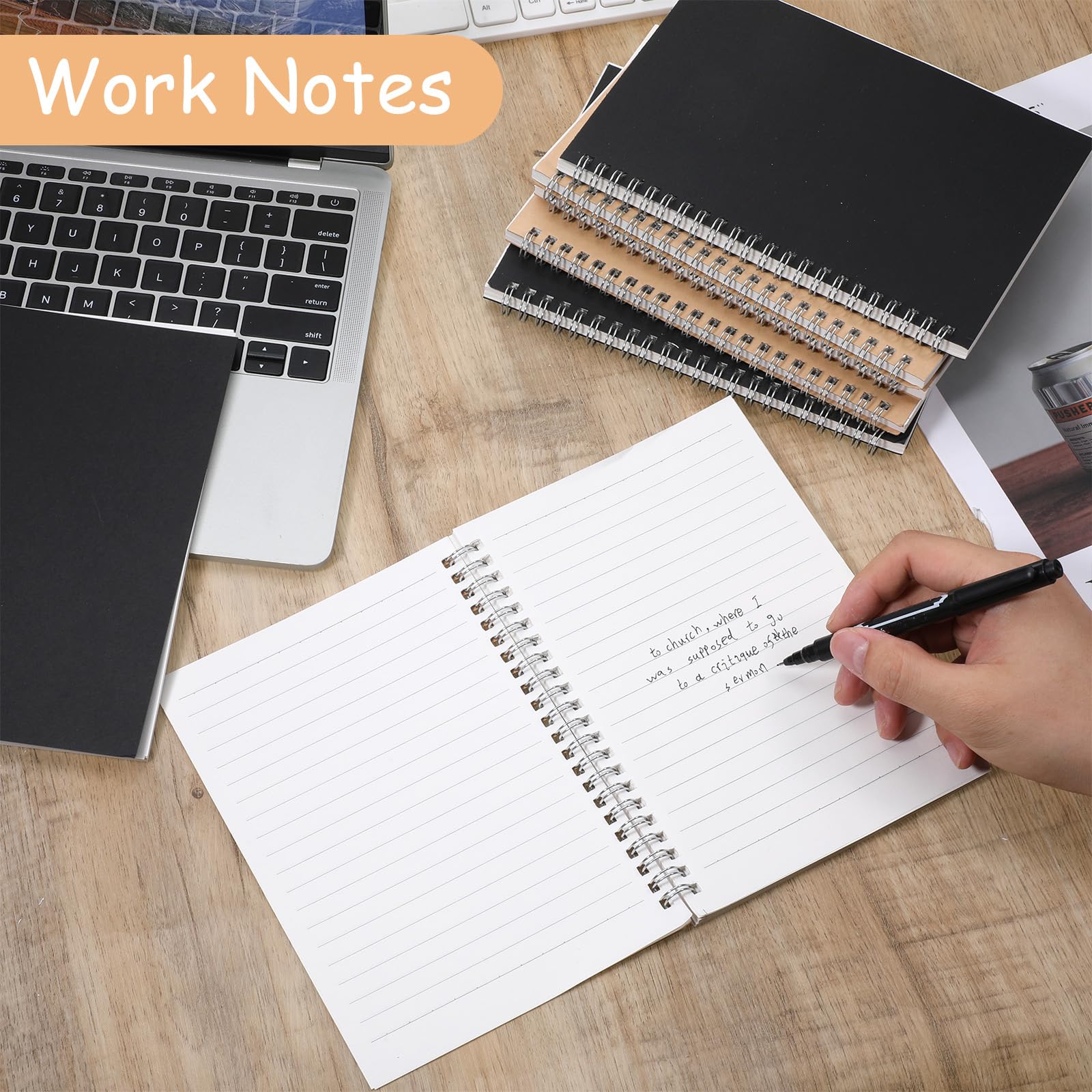 JJUNW 20 Pack A5 Spiral Notebook College Ruled Journals Notebook 5x8 Inches Ruled Lined Paper for Work, Sketches, Study, Notes Taking, Travel, 50 Sheets 100 Pages (Black, Kraft)