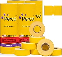 Vista 28 de Etiquetas blancas de 1 línea Perco - Caja de 30 fundas, 240,000 etiquetas de precios en blanco para pistolas Perco de 1 línea de precio y fecha