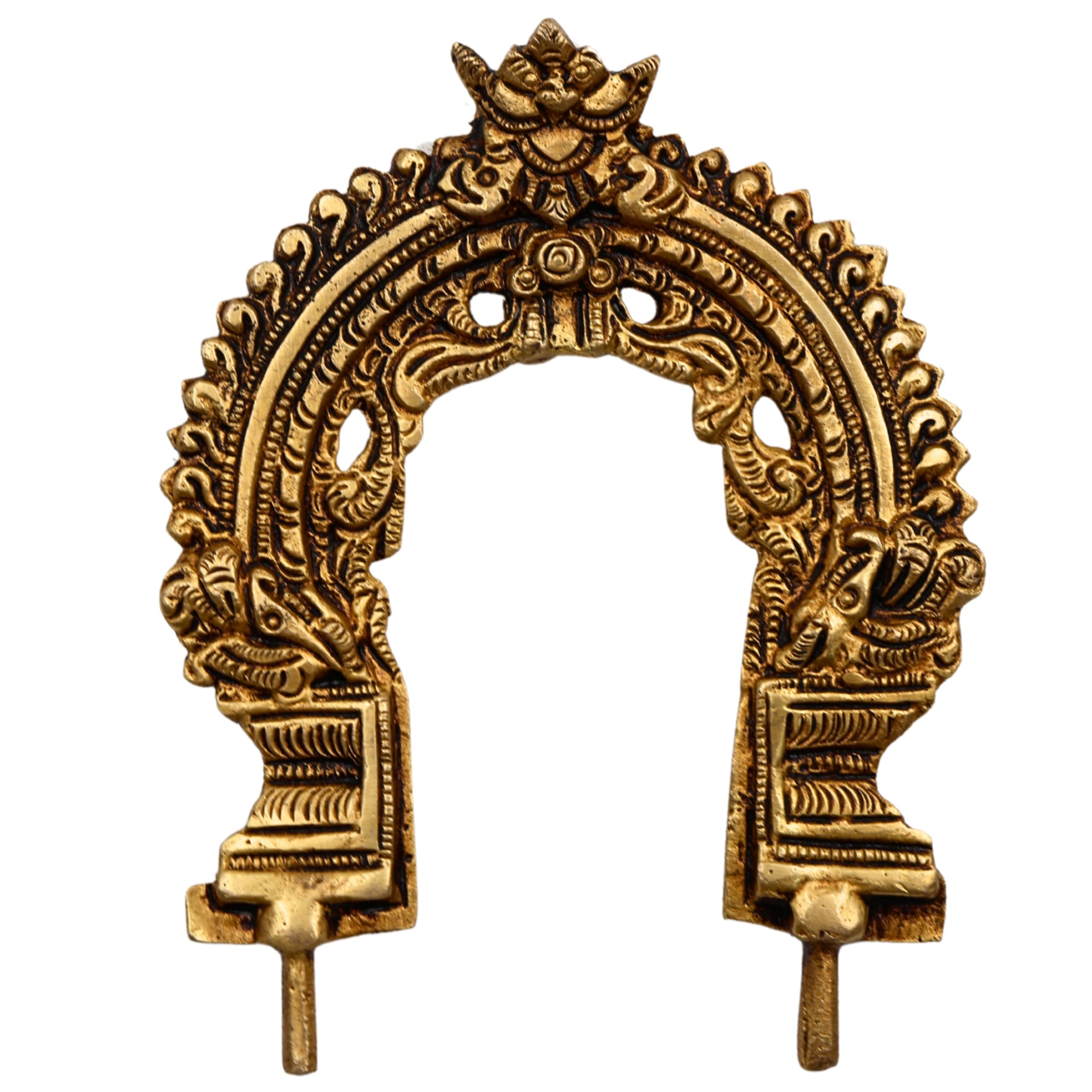 South Indian Arts Brass Prabhavali Frame Arch Wall Hanging Prabhawal For Pooja Small,Gold, 14Cm, 1 Piece