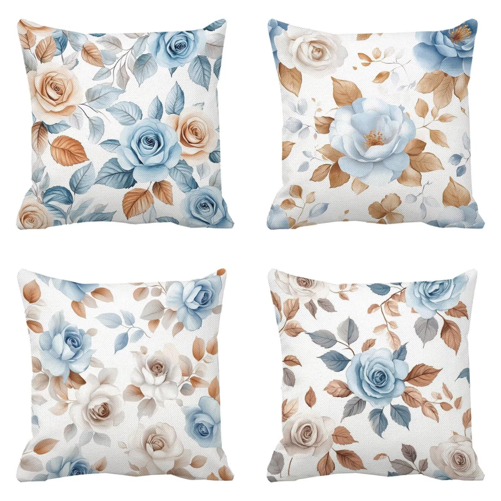 Housse coussin 50x50 bleu imperméable pour canapé de jardin et taie oreiller terrasse