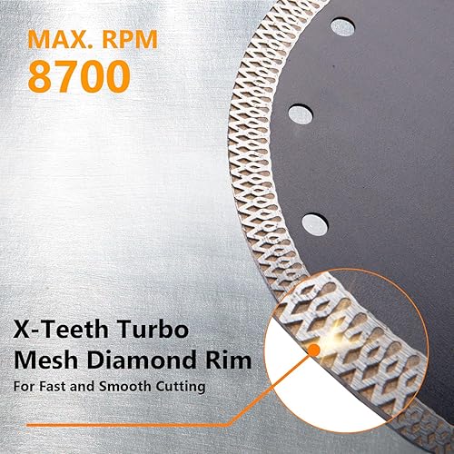 Miniatura 4 de POWERTEC Hojas de sierra de diamante de 7 pulgadas para sierra de azulejos húmedos, paquete de 3, hojas de azulejos superfinas de malla turbo para