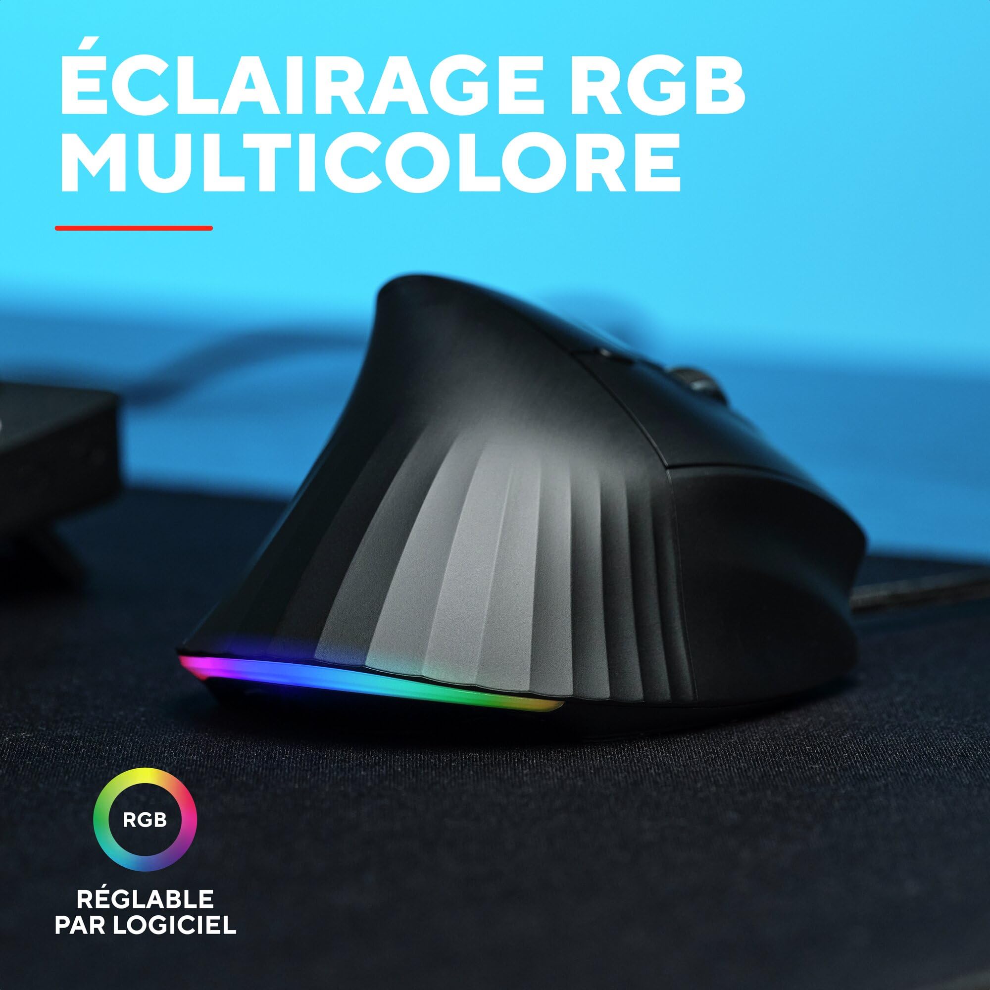 GXTrust Rexxa Souris Gamer Verticale 12.8k DPI, Boutons Programmables, Noir | Souris Ergonomique Gaming Filaire, Éclairage RVB, Câble USB-A 1,7 m, Repose-Pouce, Logiciel Inclus