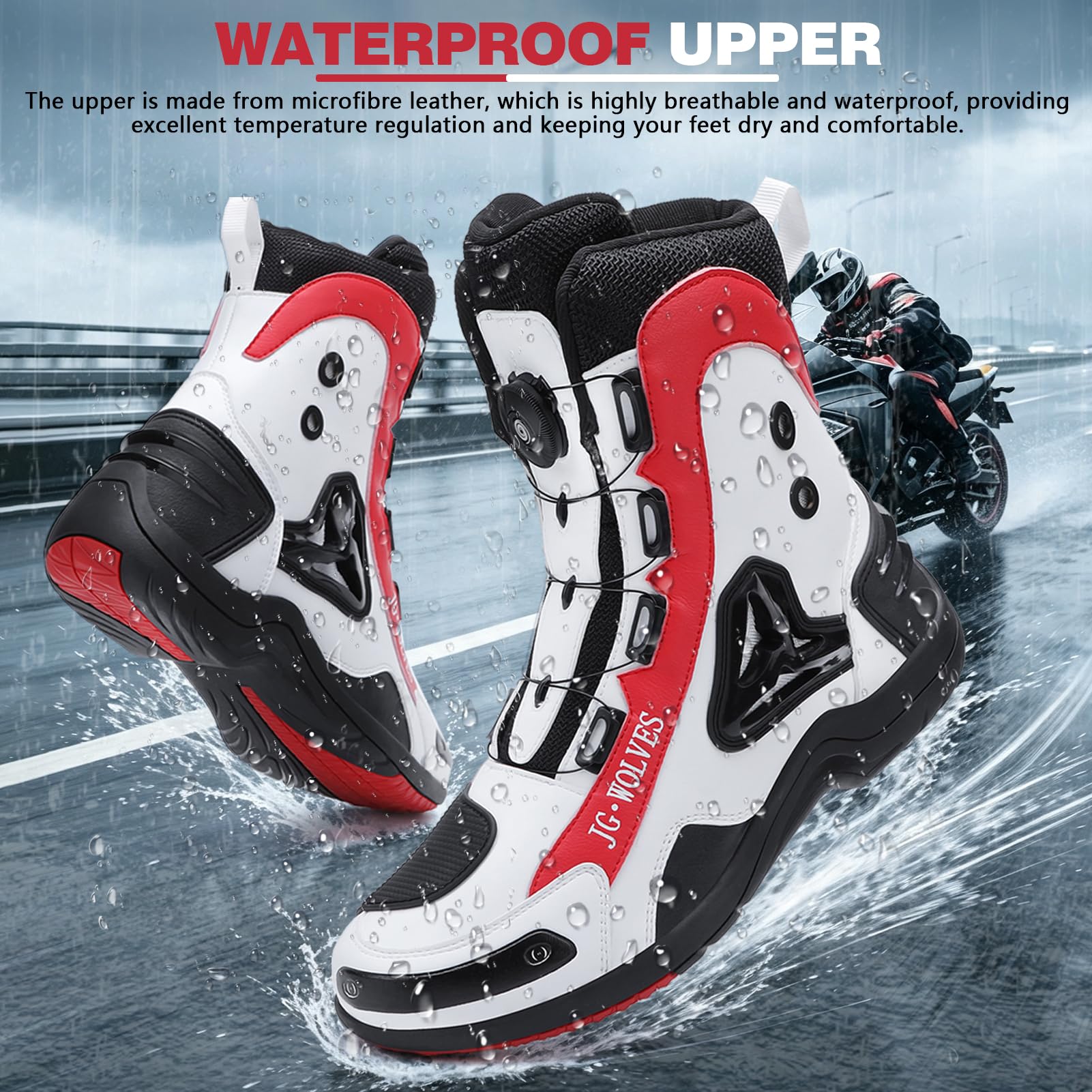 Zapatos de Moto para Hombre Botas Moto de Cuero Reforzados