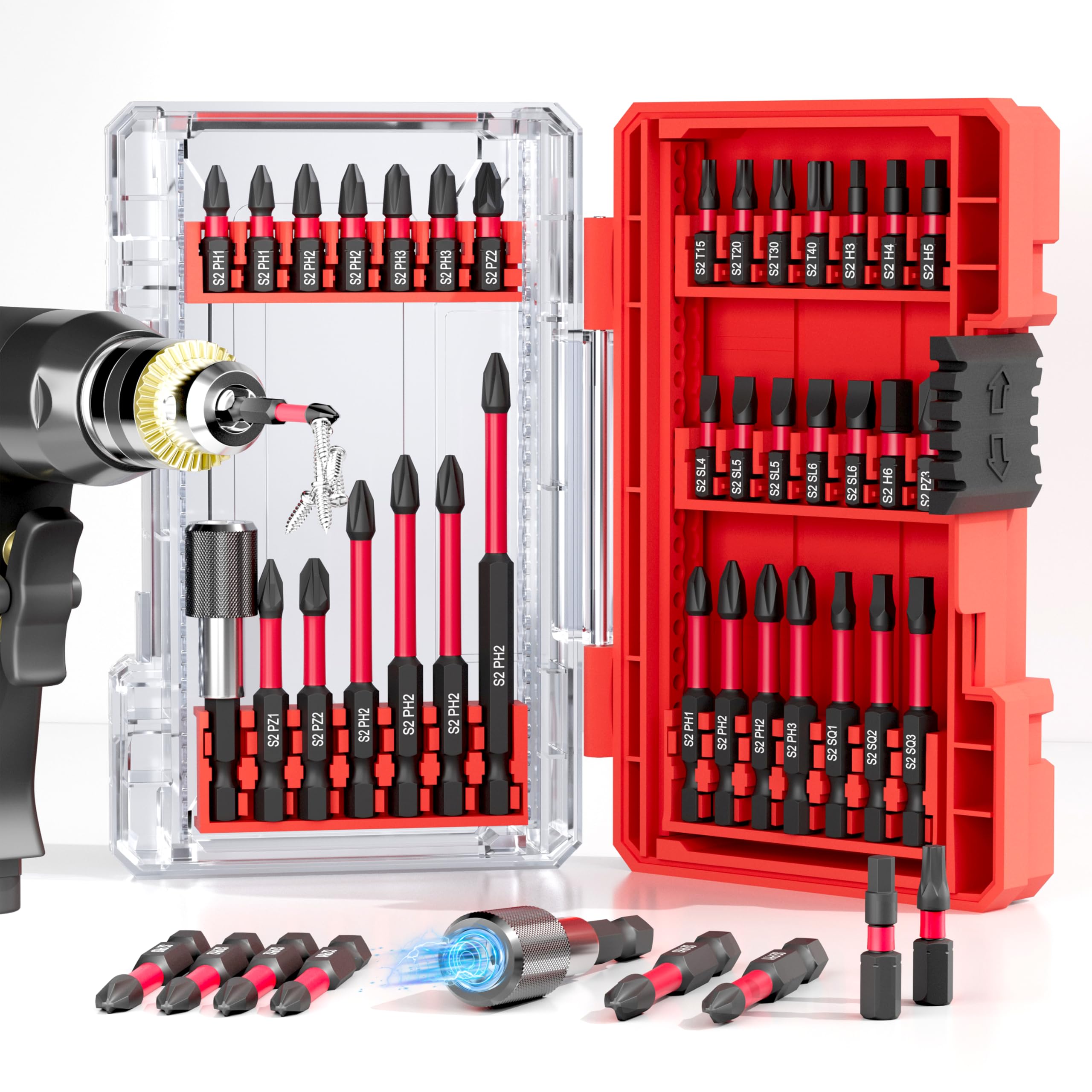 YOSIGHT 35Pcs Screwdriver Bits Set S2 Steel Screwdriver Impact Kit With a Storage Case, Used for Power Screwdrivers and Electric Drill Drivers