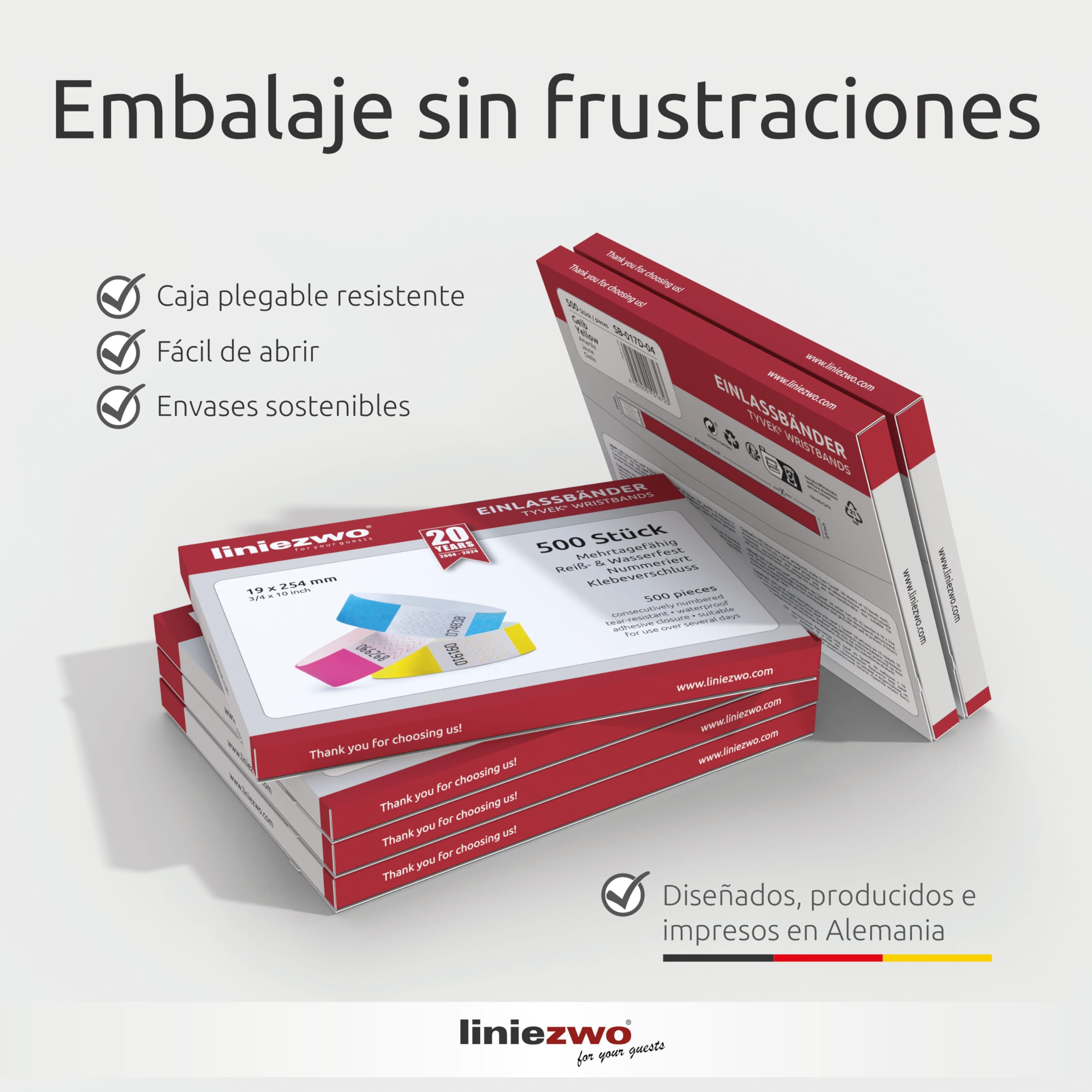 Pack de 500 Pulseras de Seguridad 19 x 254 mm, Dorado