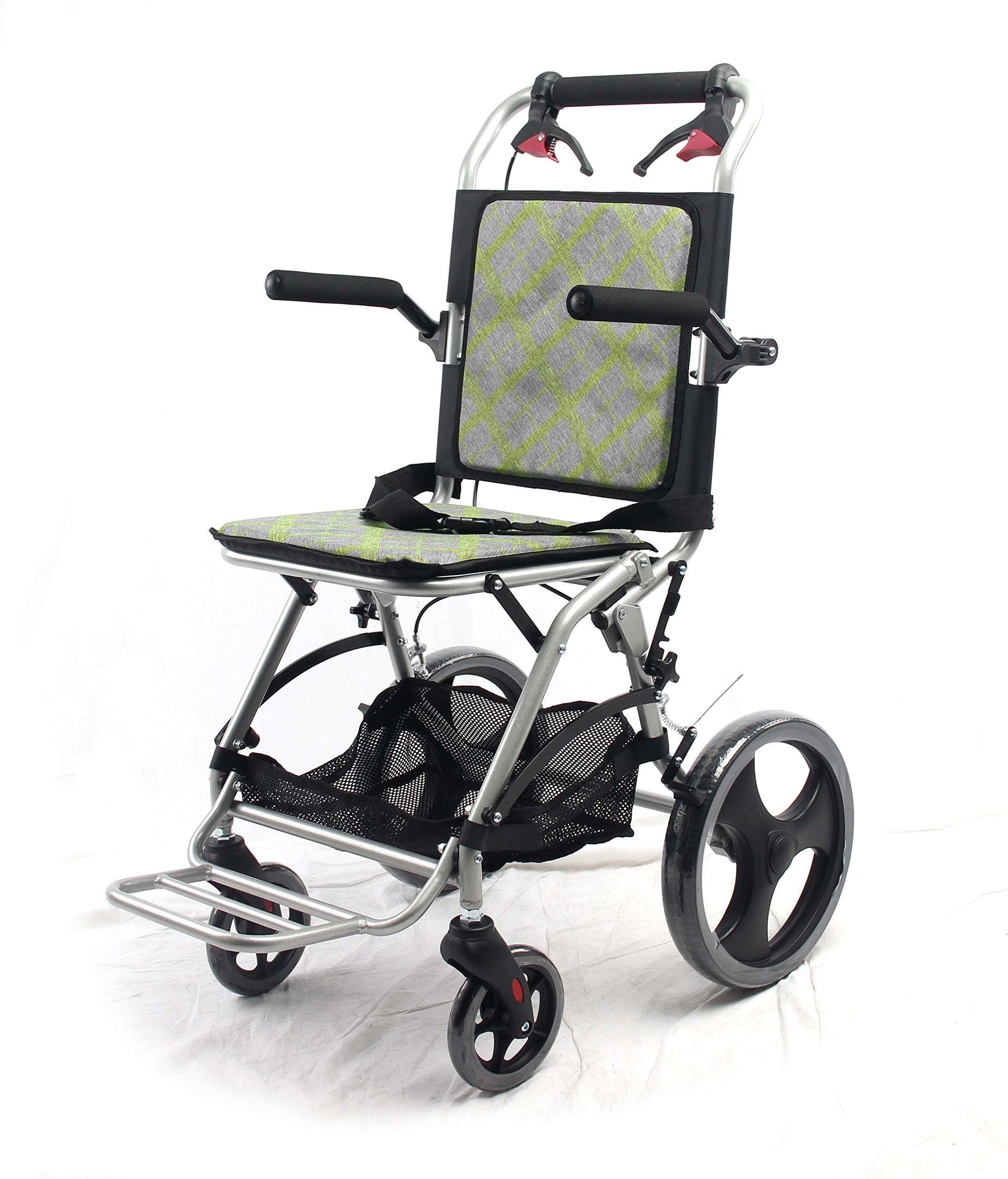Buy yuwell Lightweight Transport Wheelchair with HandBrakes,18 lbs