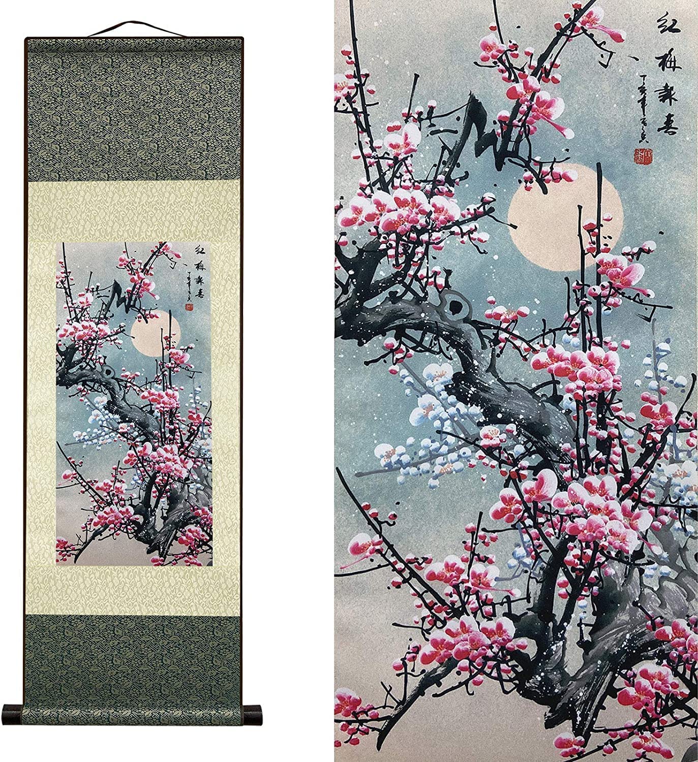Vrfvsdasaas E1 Chinese Wall Art, Chinese Wall Art Scroll Painting,Silk Scrollg Summer Autumn Winter Landscape Beaut(E1)