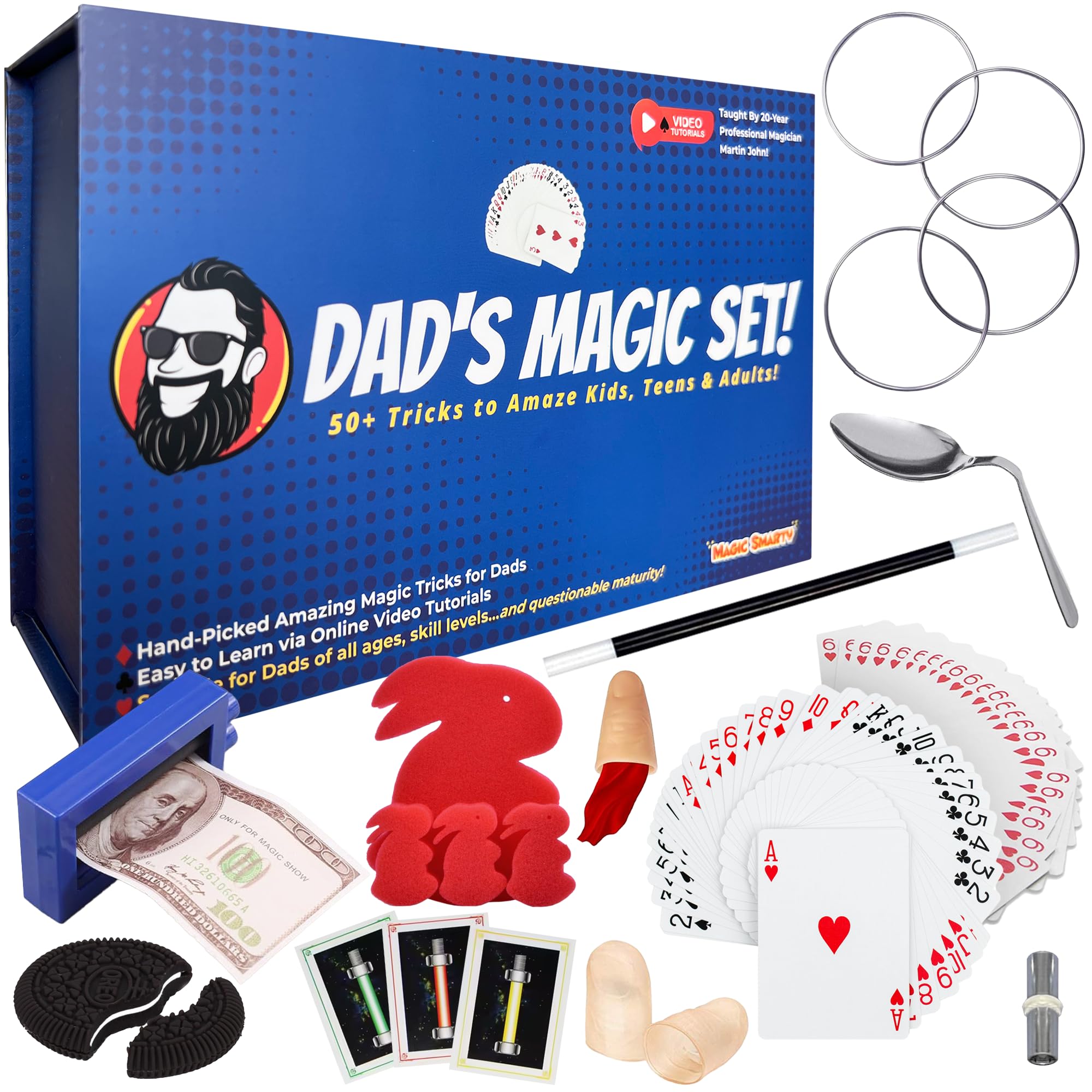 Dad’s Magic Set - 50 Awesome Magic Tricks for Dad to Amaze The Family - Easy to Learn - Video Tutorials by a Pro Magician - A Fun Gift for Dad or Grandpa for Christmas, Birthdays and Father’s Day