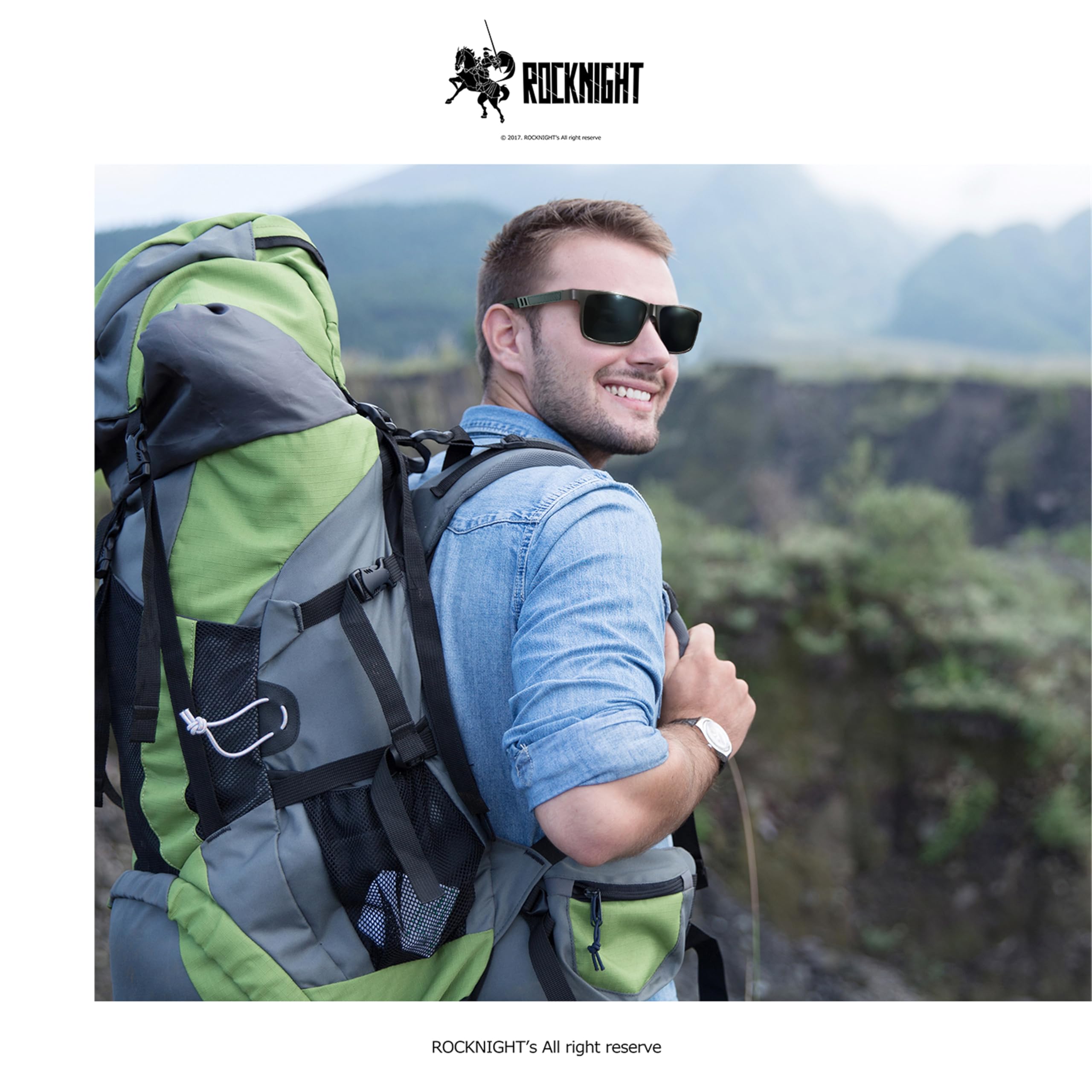 ROCKNIGHT HD Polarisierte Sonnenbrille Herren Damen UV400-Schutz Metallrahmen Al-Mg Leichte Outdoor-Sonnenbrille