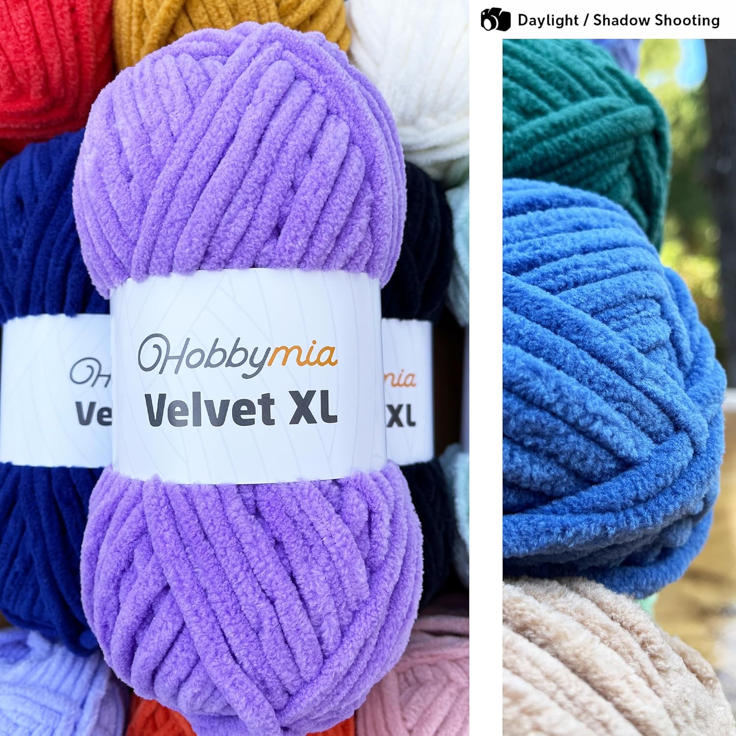 Velvet XL Chenille Yarn - Thick Super Bulky Yarn for Crocheting - Soft Fluffy Plush Yarn for Crochet - 100g / 74yds - Ideal for Baby Blankets & Amigurumi (Lavender, 3 Skeins)
