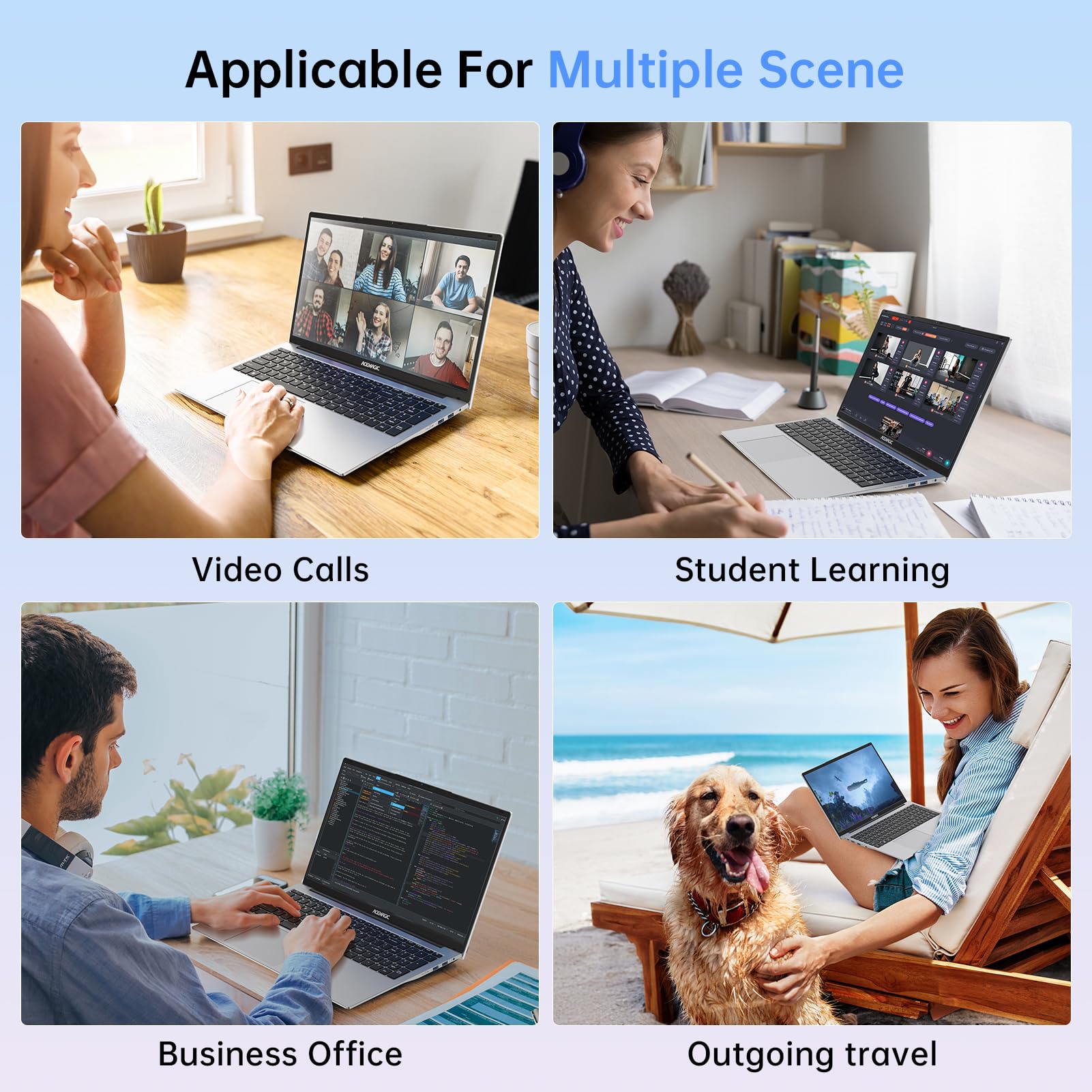 ACEMAGIC Laptop 17,3", 16 GB DDR4 512 GB SSD, procesor N-95, laptop do 3,6 GHz, WiFi, BT5.0, 3 x USB 3.2, otwieranie i zamykanie 180°