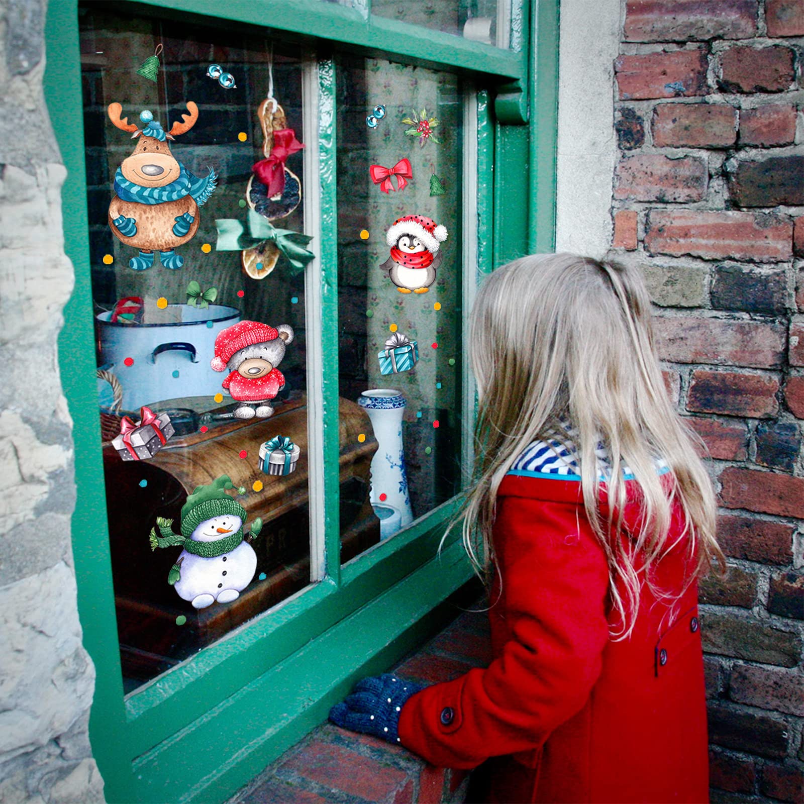 WandSticker4U®- Stickers Fenêtre Noël BONHOMME De NEIGE