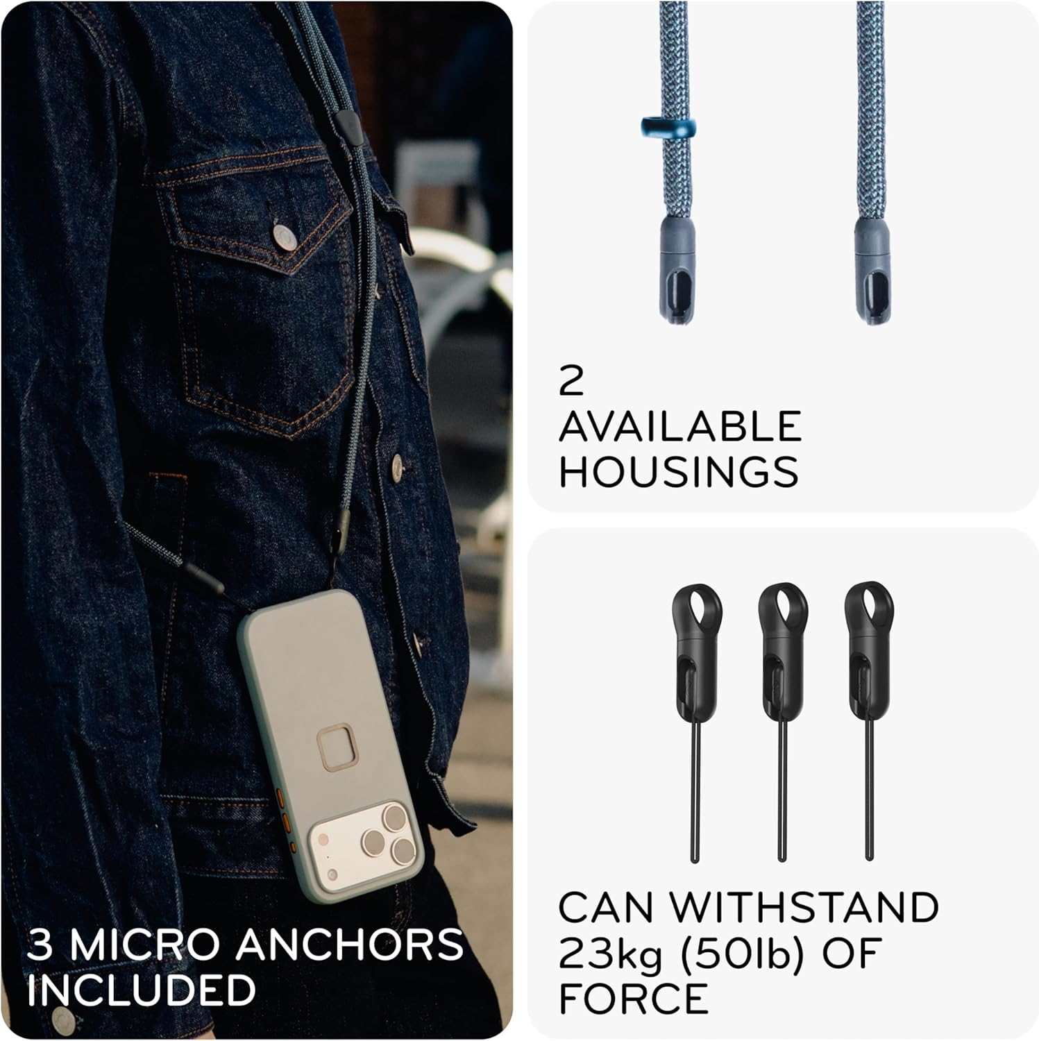 Peak Design Mobile Crossbody Strap, Adjustable Quick-Connect Phone Strap, 2-Point Carry, Twist-Free Design, Low-Profile