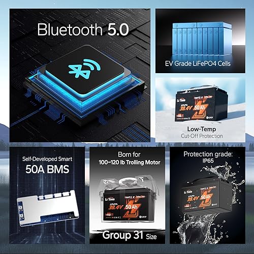 Miniatura 6 de Litime Kit de alimentación marina de 36 V 50 Ah, batería de litio de 36 V para motor de arrastre, protección a baja temperatura, batería LiFePO4 en