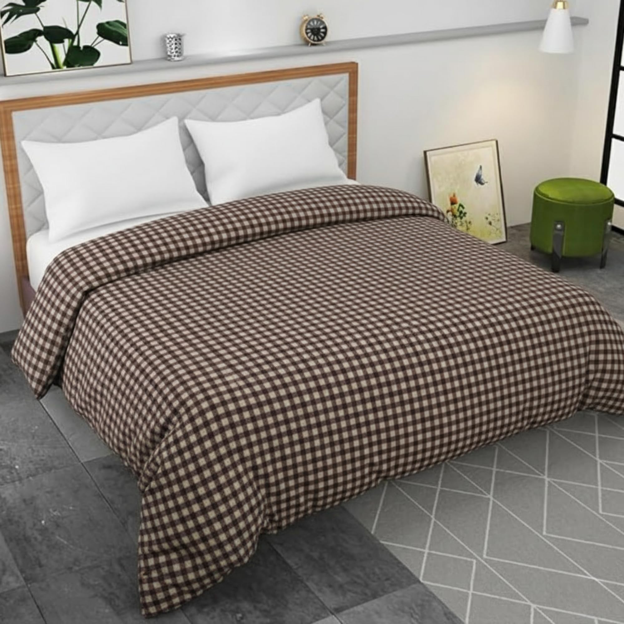 Soft Cotton Duvet Cover for Double Bed | Printed Quilt & Blanket Cover | Razai Cover with Zipper Closure | Soft & Breathable Bedding Cover (90X100) Inches. (Brown)-image-9