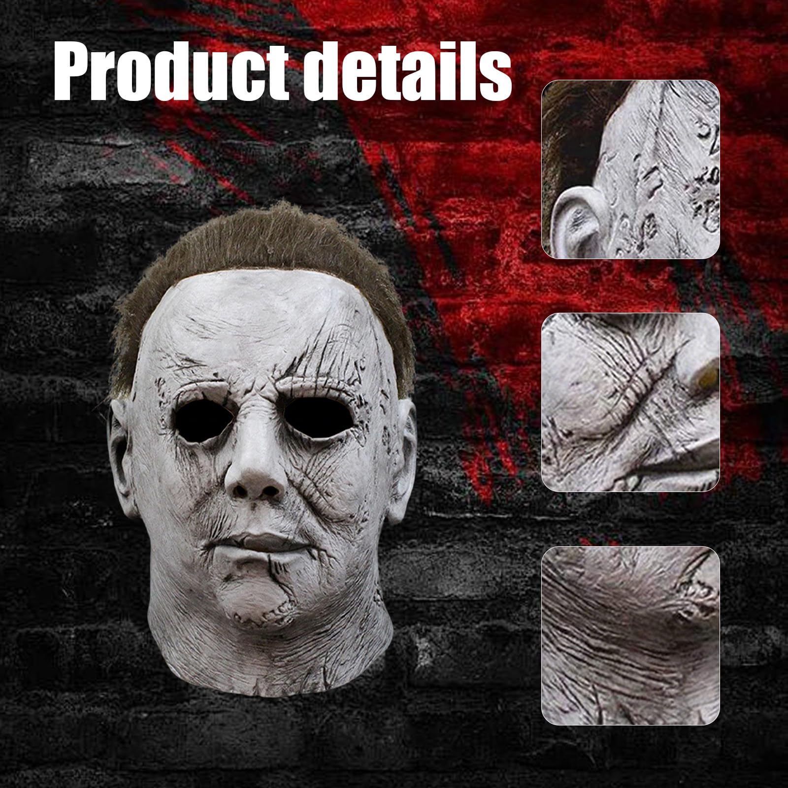 HarnyLoom Michael Mask for Adults Halloween Mask Scary Latex Masks with Keychain for Horror Halloween Costume Party Cosplay (Style 2) - Image 3