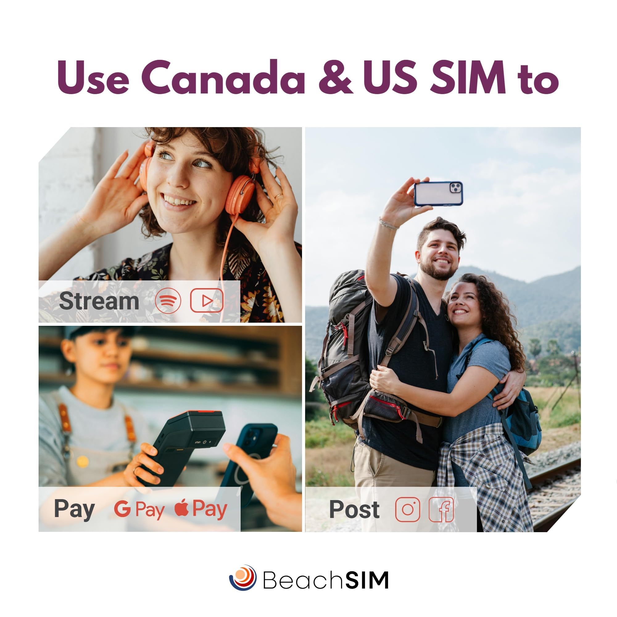SIM Karte Kanada 30 Tage. 10 GB Datenvolumen mit 4G/5G-Netzen. Kostenloses Roaming in den USA. Nur Daten. Einfaches Aufladen. Funktioniert auf iOS- und Android-Geräten.