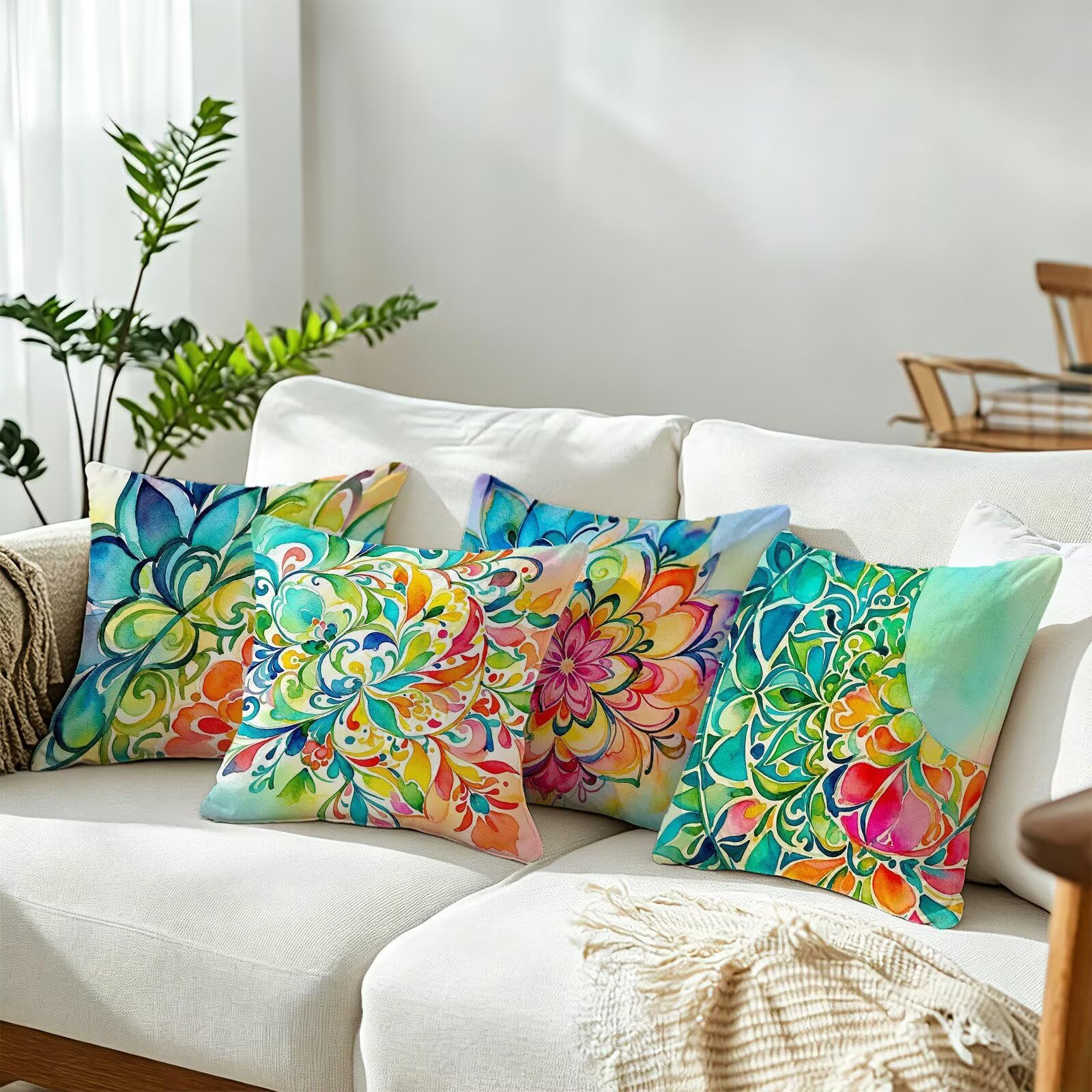 Cojines Exterior Vistoso Funda Almohada 45x45cm Juego de 4, Cod-420