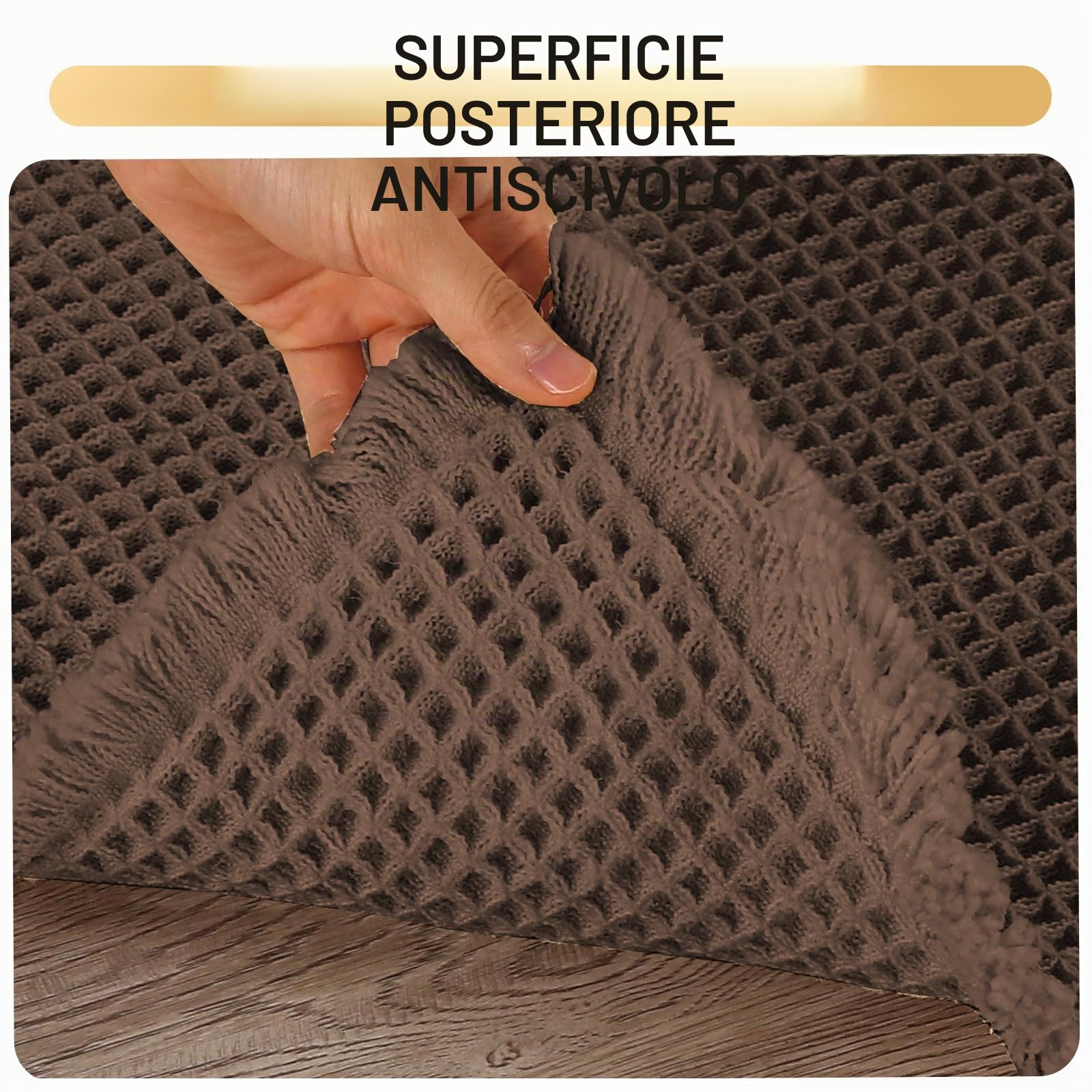 Tappeto Bagno Assorbente - Tappeti Bagno Antiscivolo Waffle Assorbente ad Asciugatura Rapida - Tappeto Bagno Antiscivolo Lavabile Morbido in Microfibra (Cioccolato,60x180 cm)