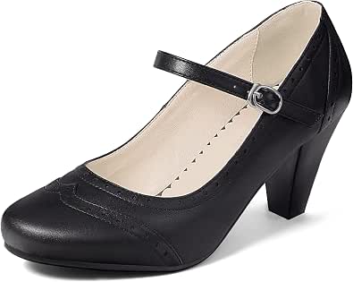 Zapatos Mary Jane Para Niñas - Negro, Hebilla En Tobillo, Punta Redonda, Cómodos Para Diario
