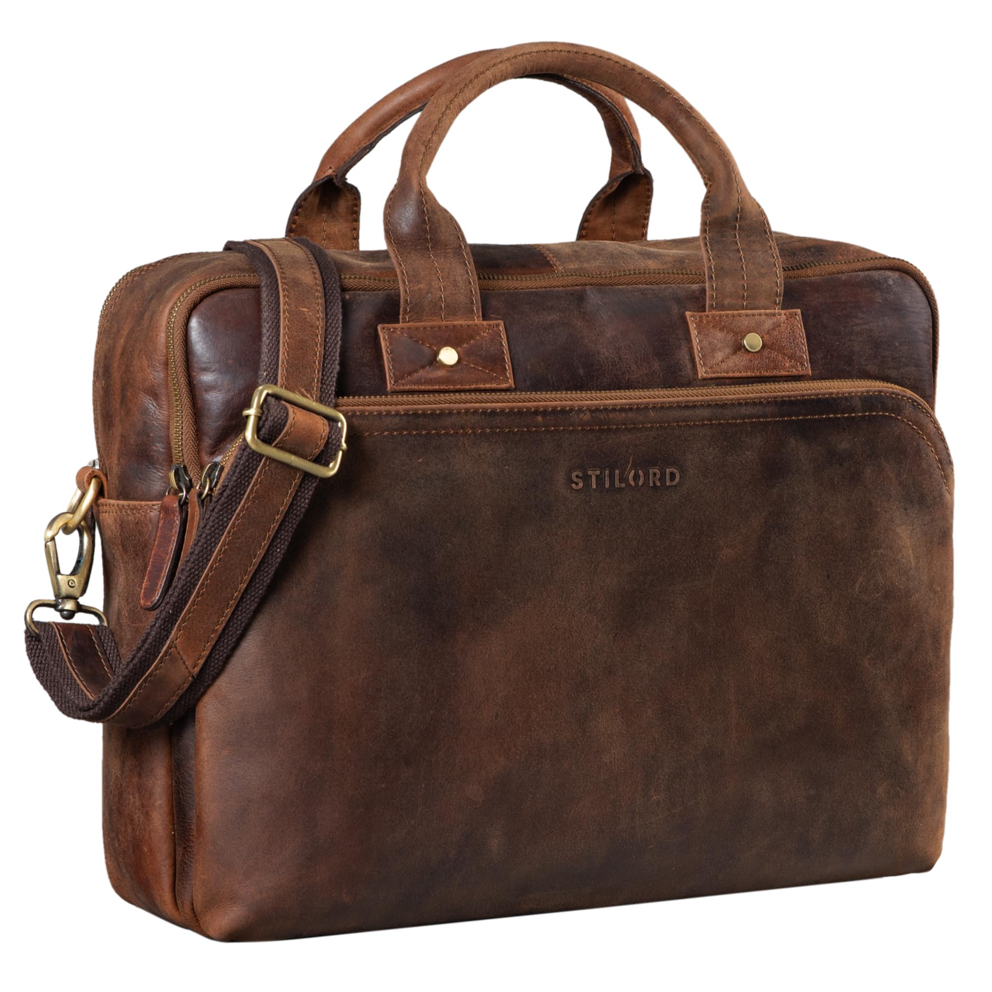 STILORD Aktentasche Hector - Große braune Ledertasche, Vintage, 15.6 Zoll Laptopfach, für Herren