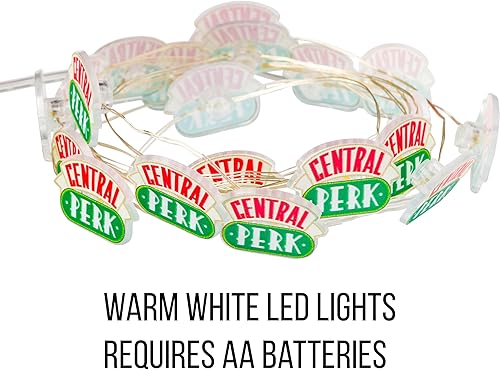 Miniatura 3 de Silver Buffalo Friends Central Perk - Taza decorativa de 20 unidades, 7 pies de largo, funciona con pilas (pilas no incluidas), LED blanco cálido,