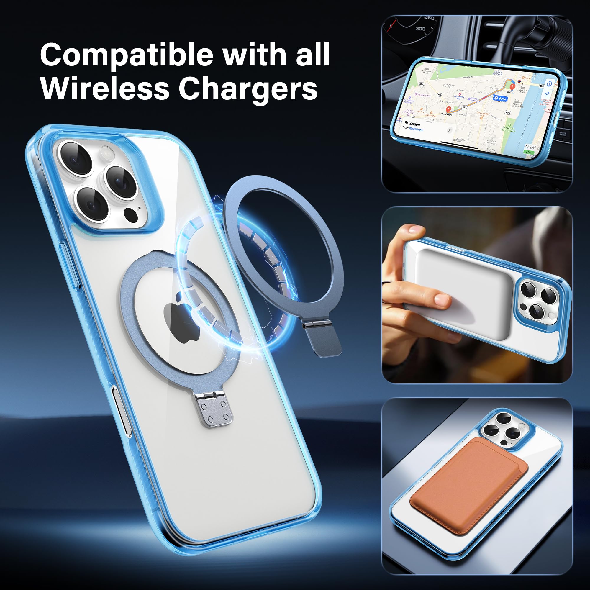 Custodia in metallo a forma di X per iPhone 16 Pro Max/16 Pro/16, compatibile con MagSafe Supporto magnetico girevole a 360°, design minimalista senza cornice, guscio ultra leggero (Desert Titanium
