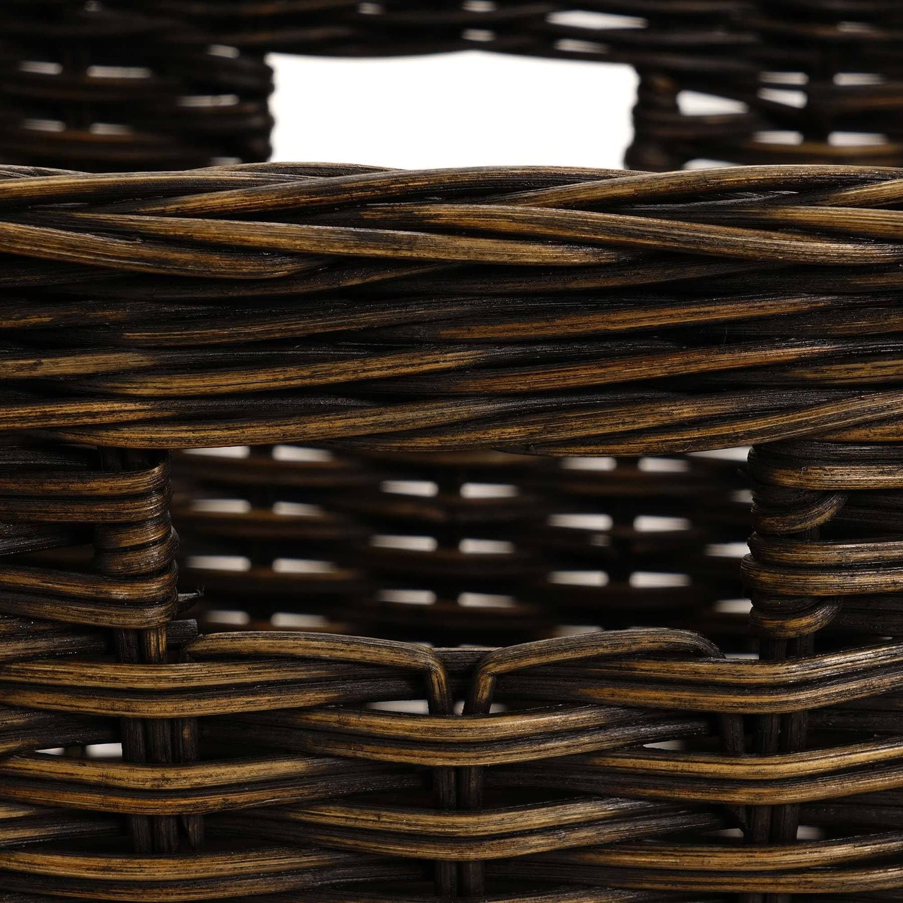 The Basket Lady Cesta de almacenamiento rectangular de mimbre, tamaño mediano, 20 pulgadas de largo x 13 pulgadas de ancho x 11 pulgadas de alto, color marrón nogal antiguo