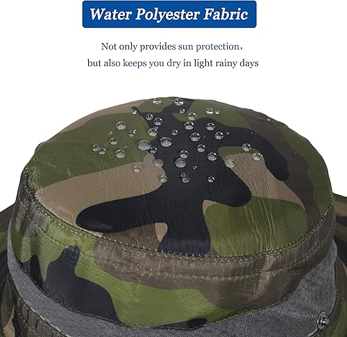 Miniatura 3 de ZLYC Sombrero impermeable de camuflaje para hombre, sombrero de sol de ala ancha, plegable, de malla para exteriores, sombreros de pescador de pesca