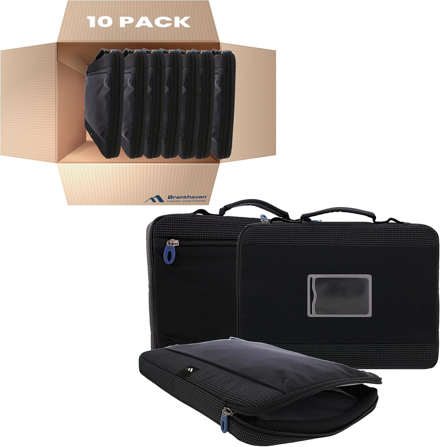 Brenthaven Tred Carry Sleeve (10 Pack/Bulk) Fits 11 inch Laptops, MacBooks, Chromebooks and Tablets - Durable, Lightweight, Secure Protection for College, Office, Business or Personal Use - Black