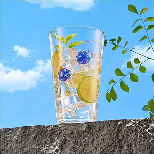 Miniatura 3 de Juego de 2, vasos para beber con dados DND incrustados, vasos de cerveza hechos a mano, vasos de vidrio Highball de 16 onzas, regalo para D&D o