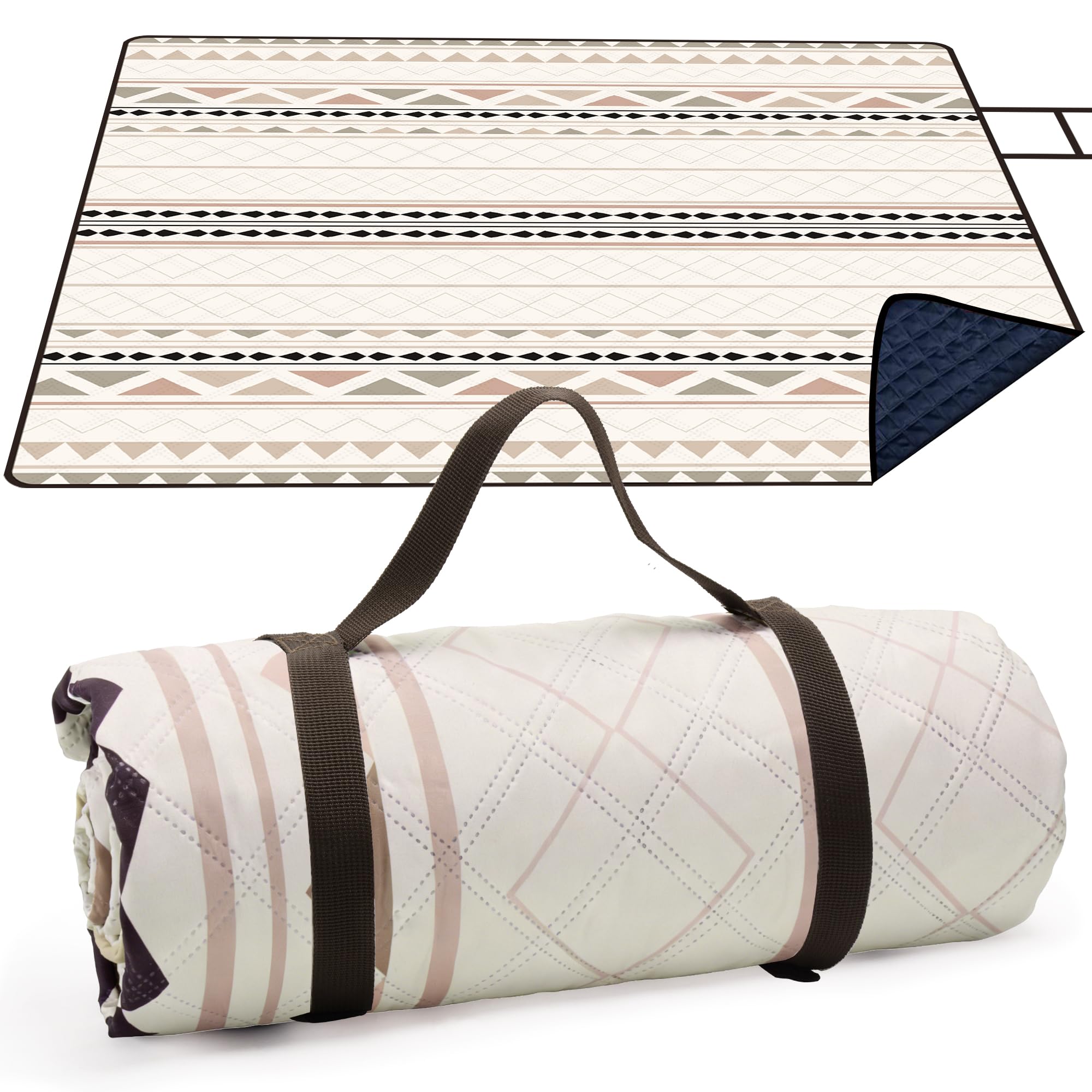 LARUTAN large picnic blanket picnic rug outdoor blanket beach mat tent carpet - 200x300cm Extra Large, Waterproof Sandproof 3-Layer Mat, Quick Fold Carry Handle for Garden, Camping & Family Picnic