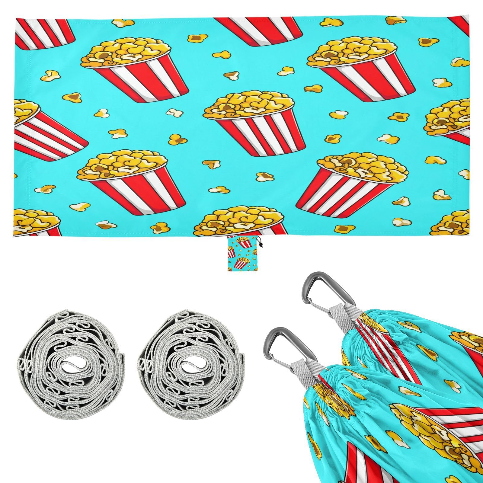 ATTX Doodle Popcorn Camping Hammock - Lightweight & Portable Hammocks, Heavy Duty 330lbs Capacity for Indoor, Hiking, Backpacking, Travel, Backyard, Beach#166