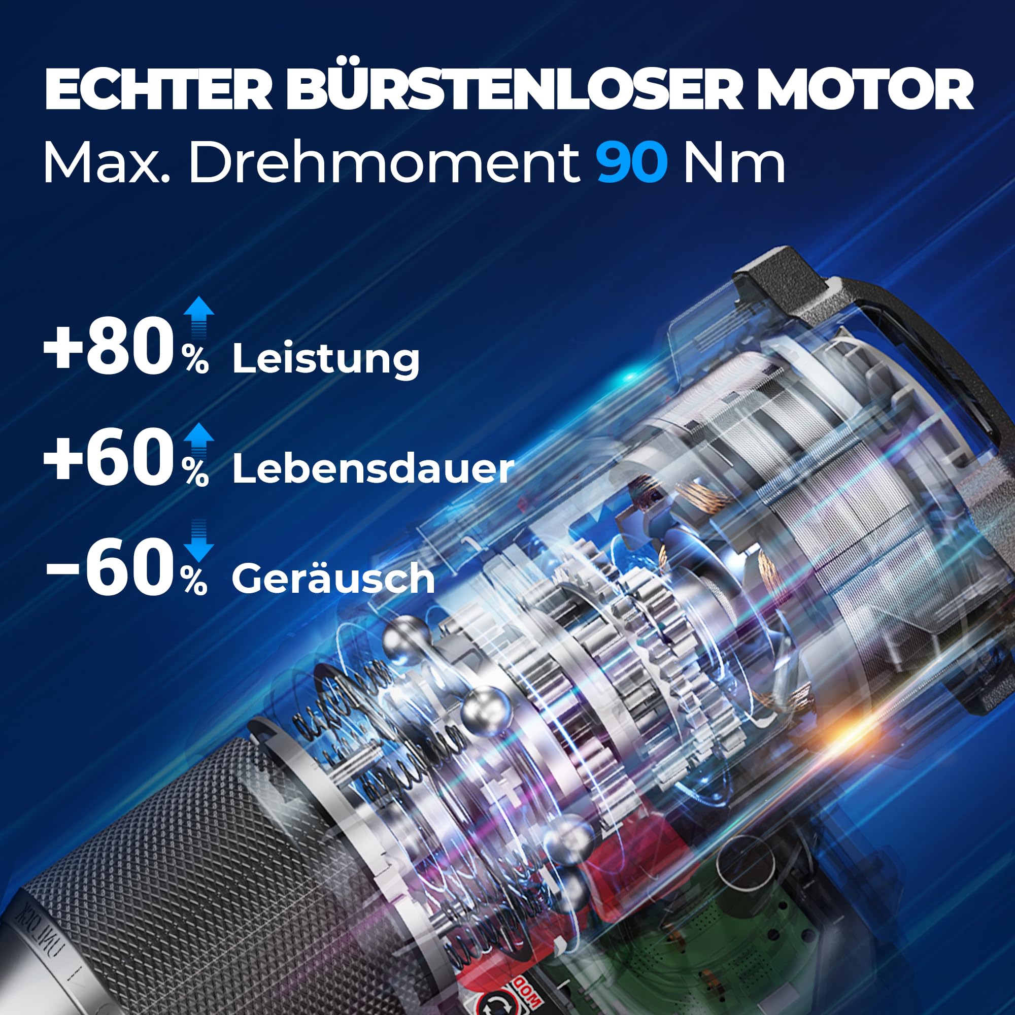 Dong Cheng Akku-Schlagbohrschrauber 20V Brushless 90Nm 1×4.0Ah Akku 19+2 Drehmomenteinstellung 13mm Bohrfutter 2 Gänge inkl Koffer