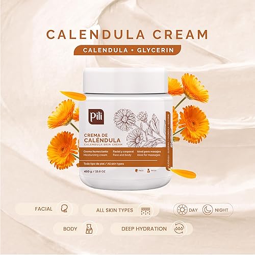 Miniatura 25 de Pili Natural Crema de caléndula - Hidratante hidratante para pieles secas, ásperas o agrietadas - Crema calmante para rostro, manos y cuerpo - Crema