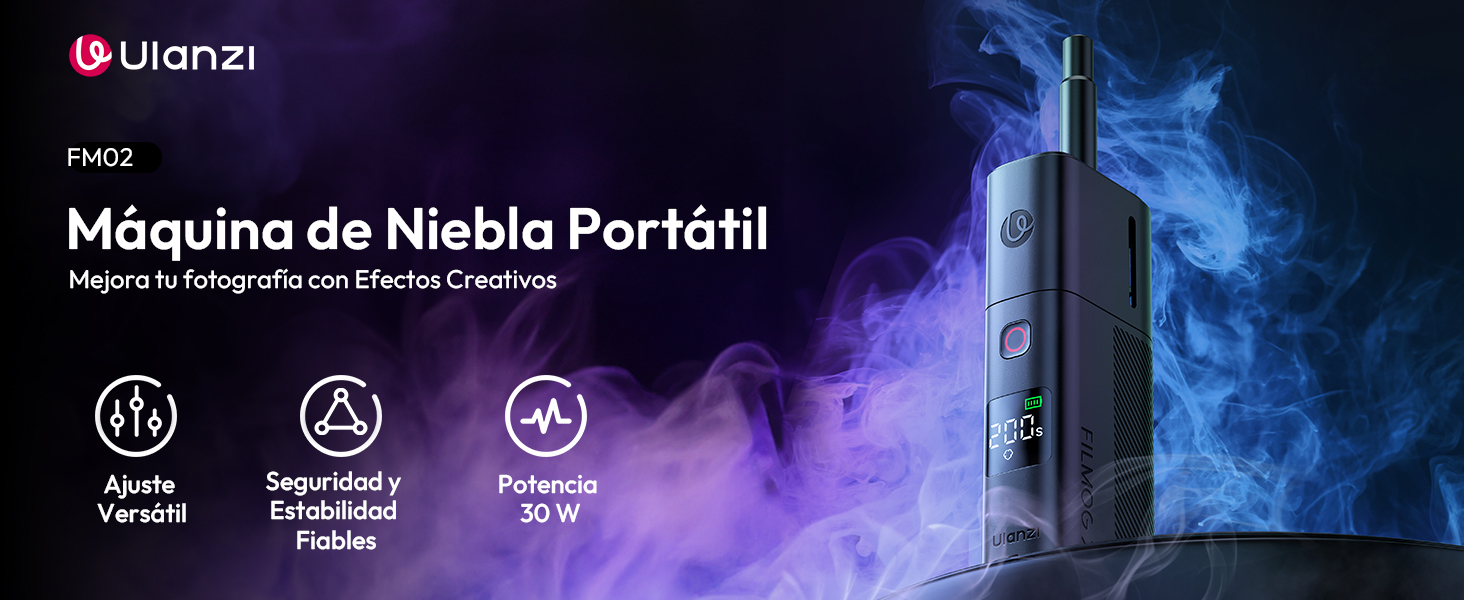 ULANZI FM02 Mini Machine à Fumée Portable 30 W Avec Affichage Numérique, Avec Fluide De Brouillard Non Dangereux, Pour Photographie, Vidéographie, Mariage, Fête, Halloween