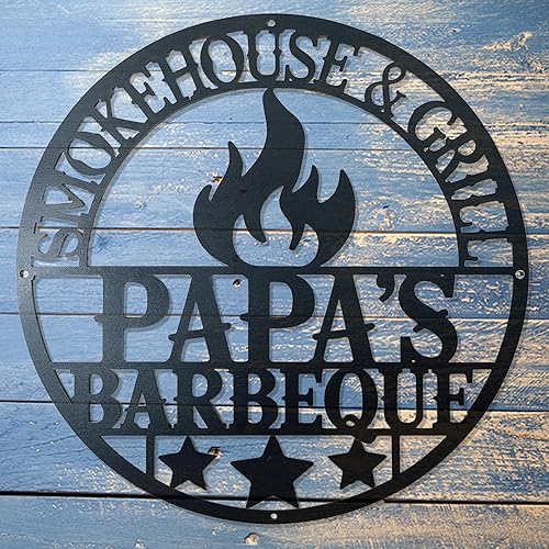 Miniatura 113 de Letrero de metal personalizado para barbacoa, letrero con nombre de bar personalizado para patio trasero, decoración de parrilla al aire libre,