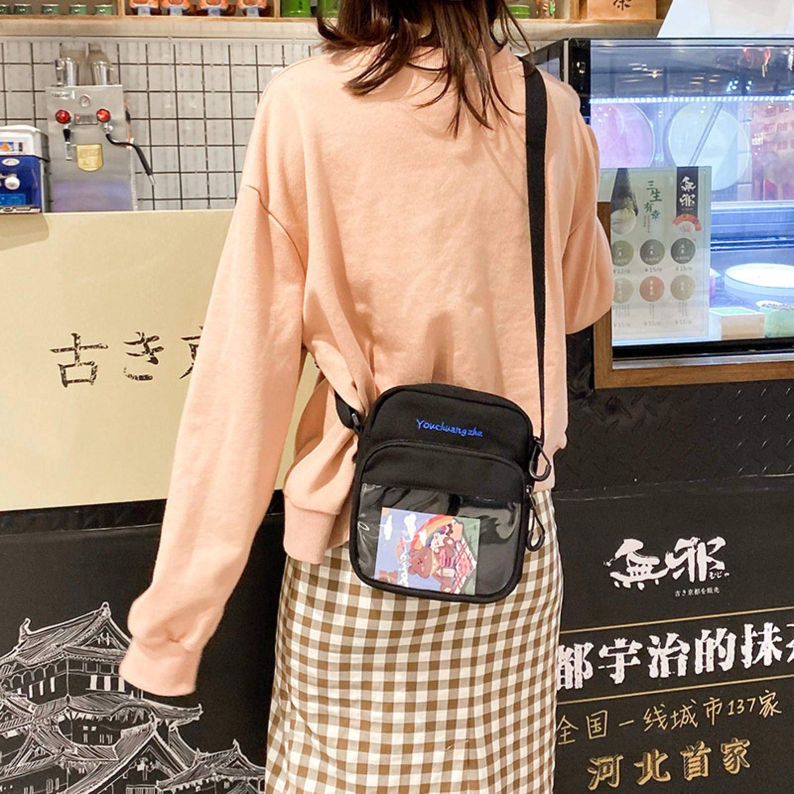 Mini sac messager transparent imperméable pour femme avec bandoulière réglable cartoon