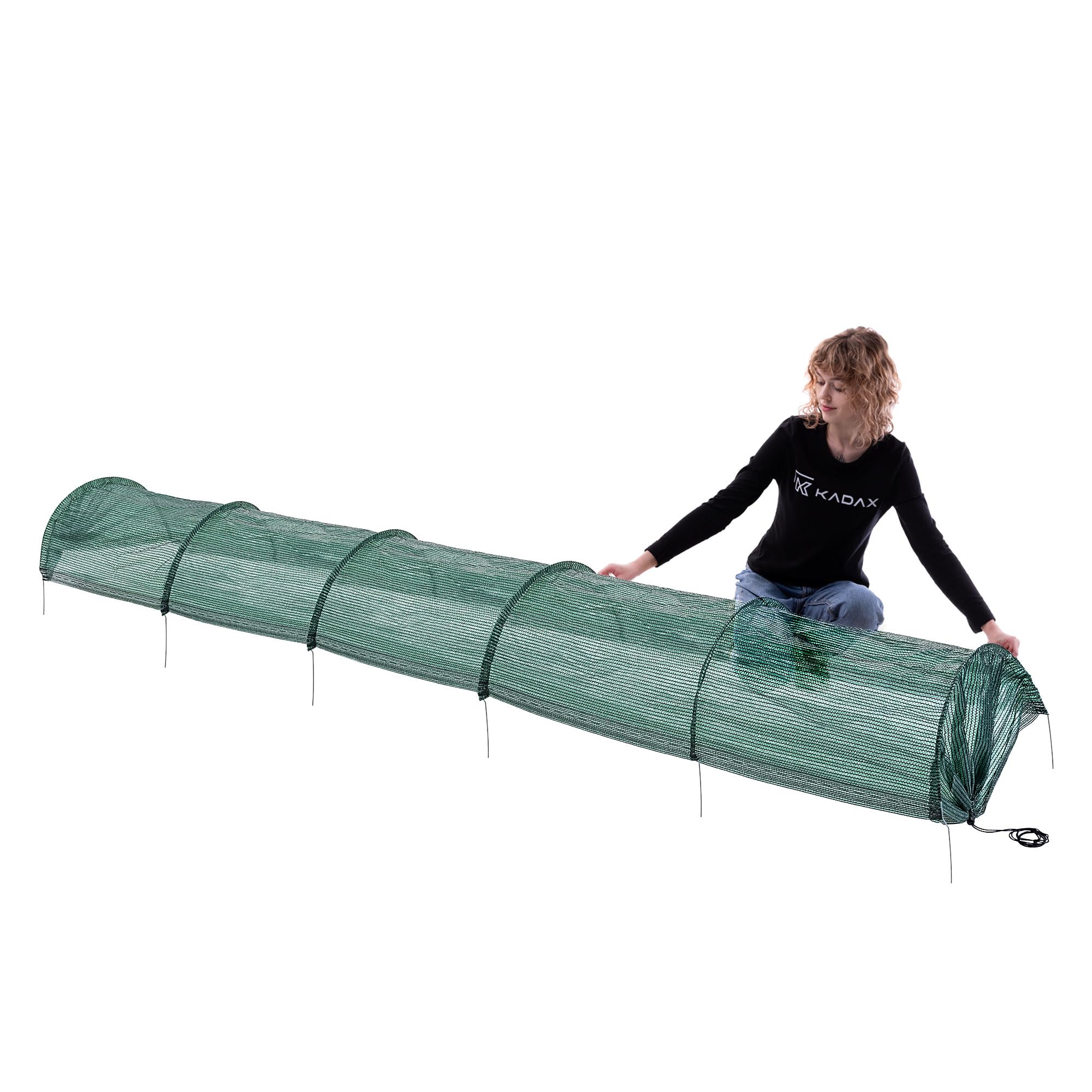 KADAX Tunel do roślin 3 m x 60 cm, tunel ogrodowy z siatki PCW o drobnych oczkach, tunel siatkowy ze stabilnymi łukami, ochrona roślin do podwyższonej grządki i grządki warzywnej, tunel foliowy