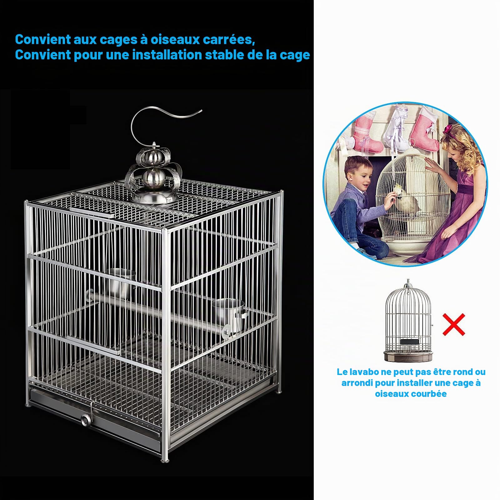 Mangeoire à Oiseaux sans désordre, récipient Automatique à graines pour Cage, Acrylique, Convient pour Les Oiseaux de Petite et Moyenne Taille