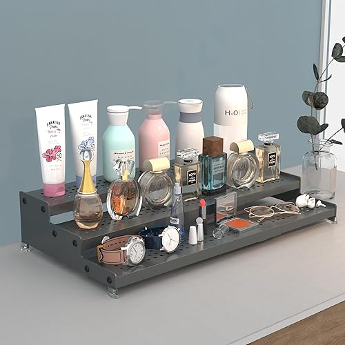 Miniatura 5 de Organizador de especias expandible con estante de 3 niveles, diseño moderno resistente, antideslizante y visibilidad, ideal para armario de cocina,
