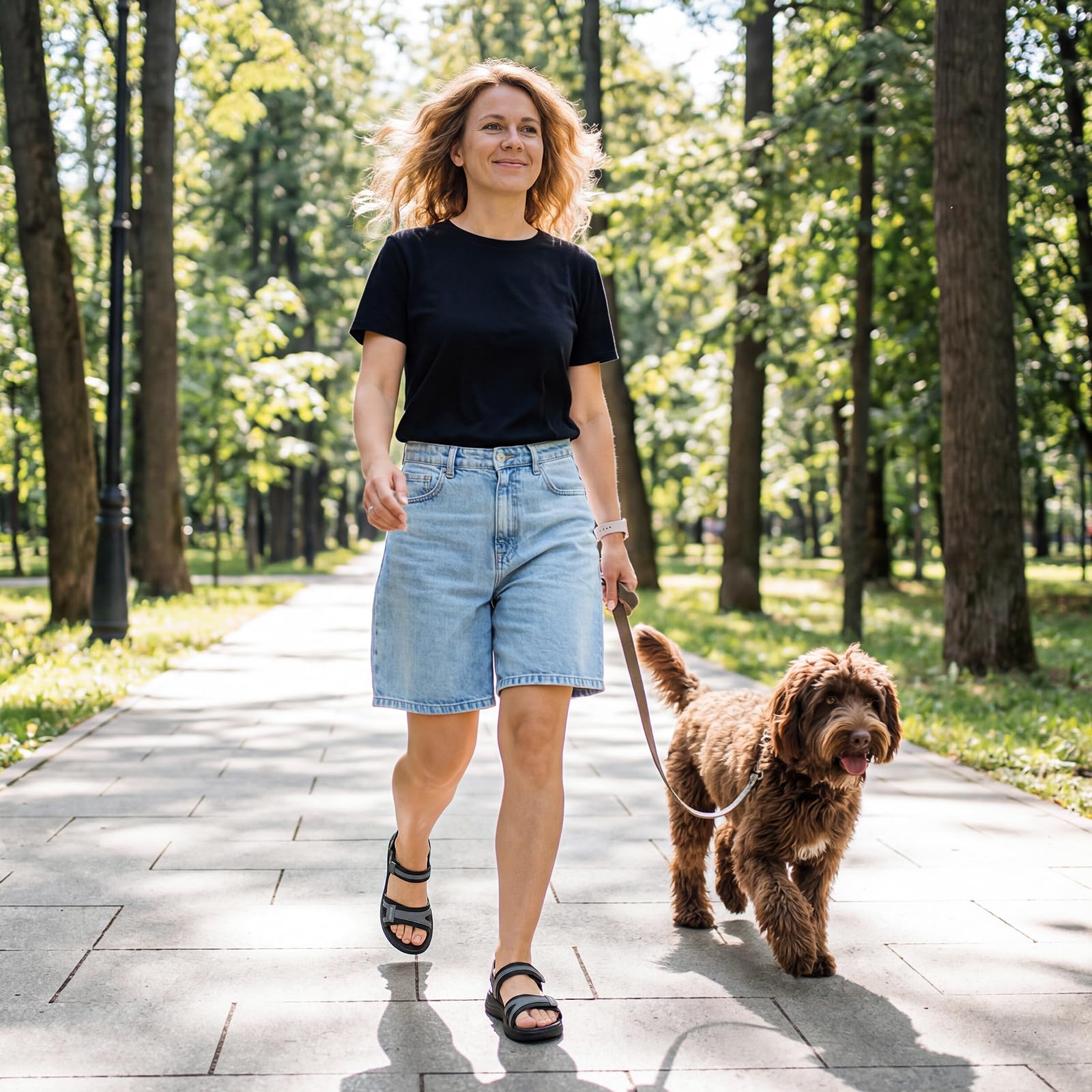 FitVille Sandali Donna Larghi per Piedi Sensibili Comodi con Punta Aperta Sandali Estivi Leggeri Taglie 35.5-42.5 EU