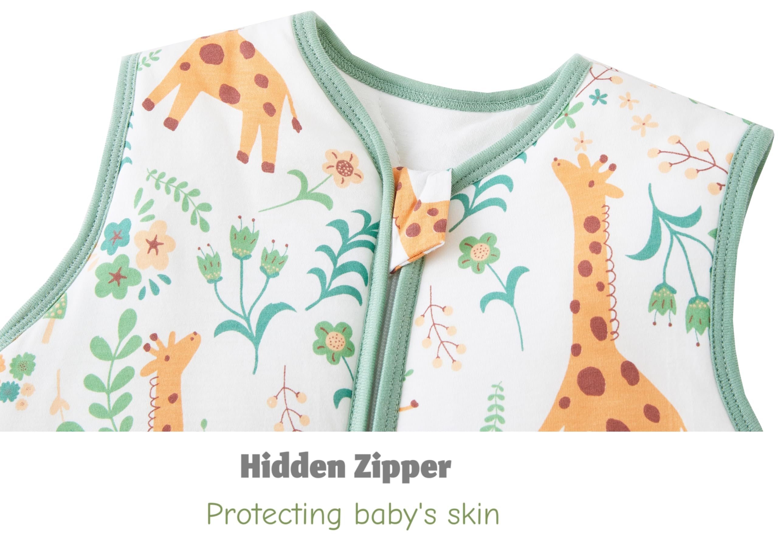 Chilsuessy 2pcs Baby Sleeping Bag with Feet Winter 2.5 TOG Baby Sleep Sack with Legs Toddler Wearable Blanket Walker Sleep Sack for Boys Girls 2.5 Tog/Giraffe + Green - Image 4