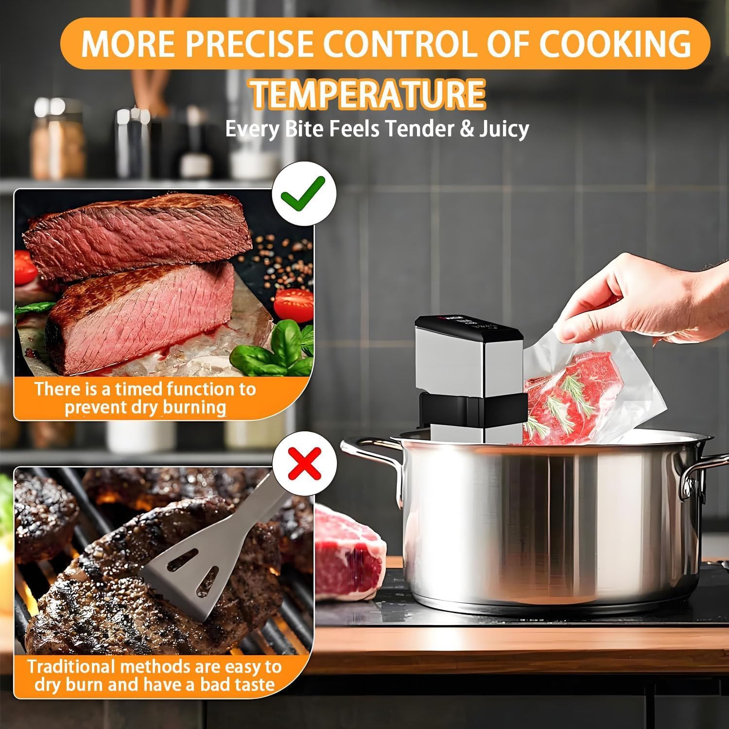 Cucina Professionale Sous Vide da 1600 W con Timer, Allarme e calibrazione | capacità di 70 Litri per Una Cucina Gourmet Senza Sforzo | Perfetta per Chef casalinghi e Appassionati