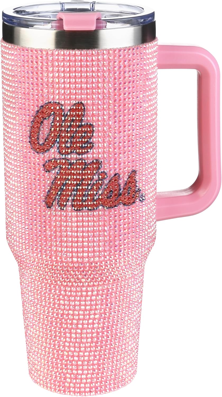 The Memory Company Officially Licensed 46oz Pink Bling Game Day Tumbler, University of Mississippi