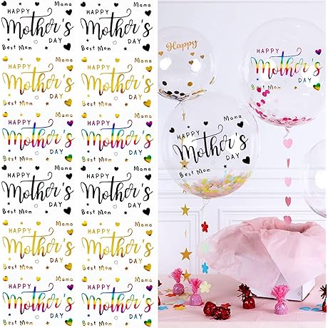 Happy Mother's Day Balloon Decals: Express Love with Posh Transparent Stickers